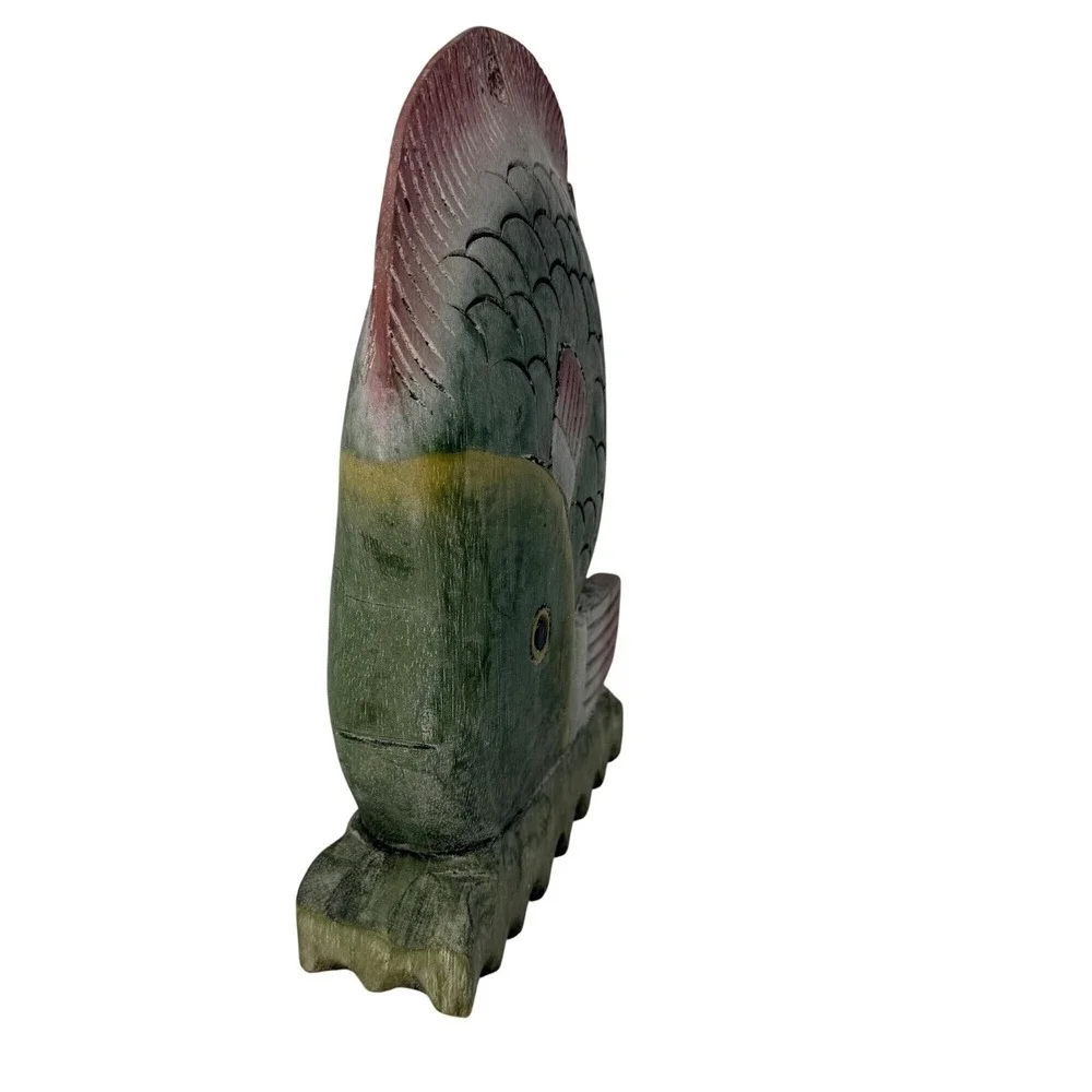 Vintage Large  Hand Carved Wooden Fish‎ Sculpture Folk Art Nautical Decor